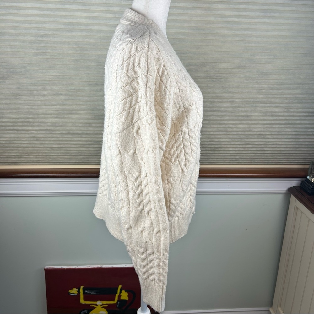 Primark Cares Sophisticated Ivory Cable Knit Oversized Cardigan Sweater View 6